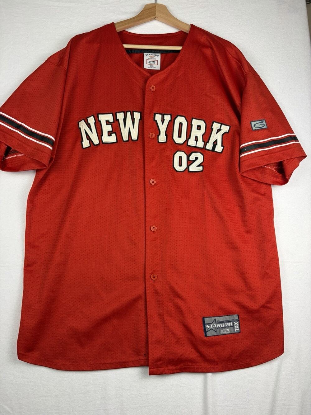 Stardom New York 02 Jersey Men’s XXL Red Mesh Baseball Y2K Hip Hop Korea